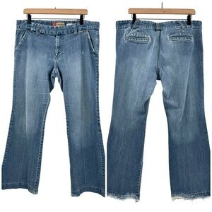 Vintage Old Navy Trouser Jeans Y2K Ultra Low Waist Wide Leg Distressed | 16 33"